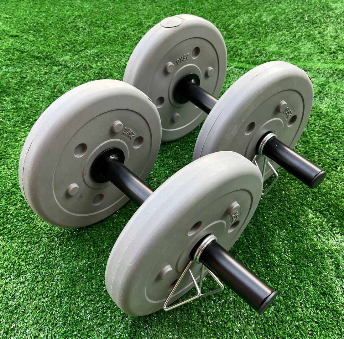 Kit 2 Mancuernas Huecas Con Topes + 10kg En Discos De Pvc
